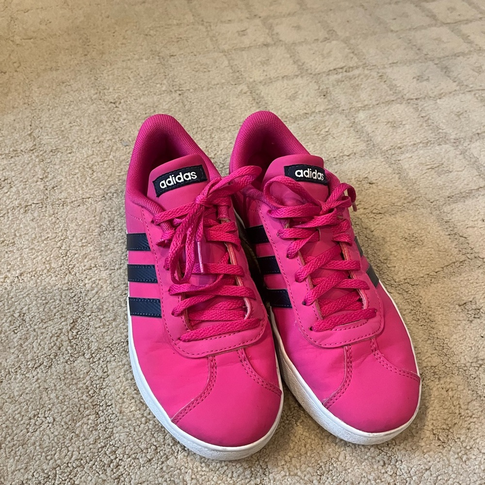 Adidas Pink Sneakers with Black Stripes